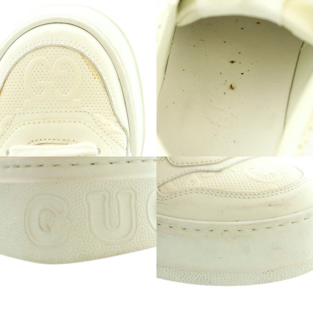 Gucci GG Embossed Leather Sneakers Shoes 36 White — view 9