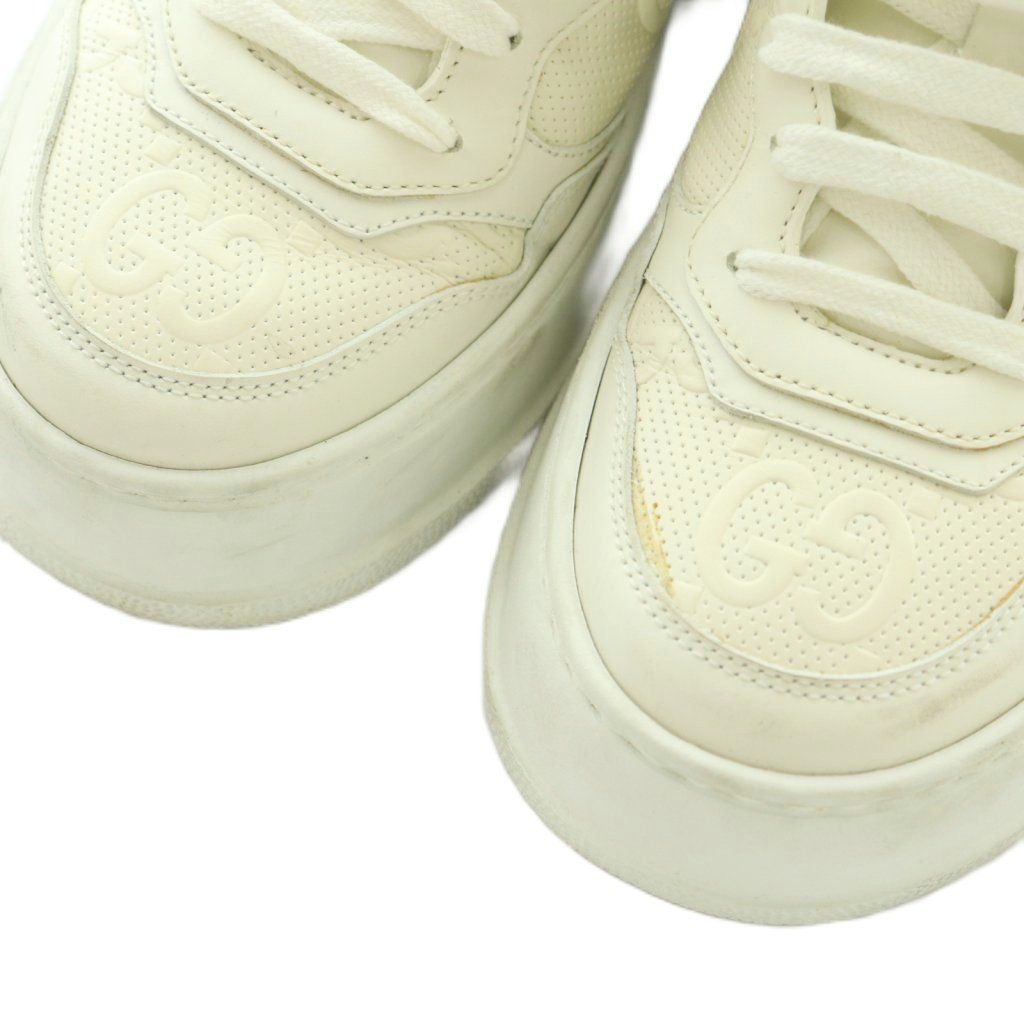 Gucci GG Embossed Leather Sneakers Shoes 36 White — view 3