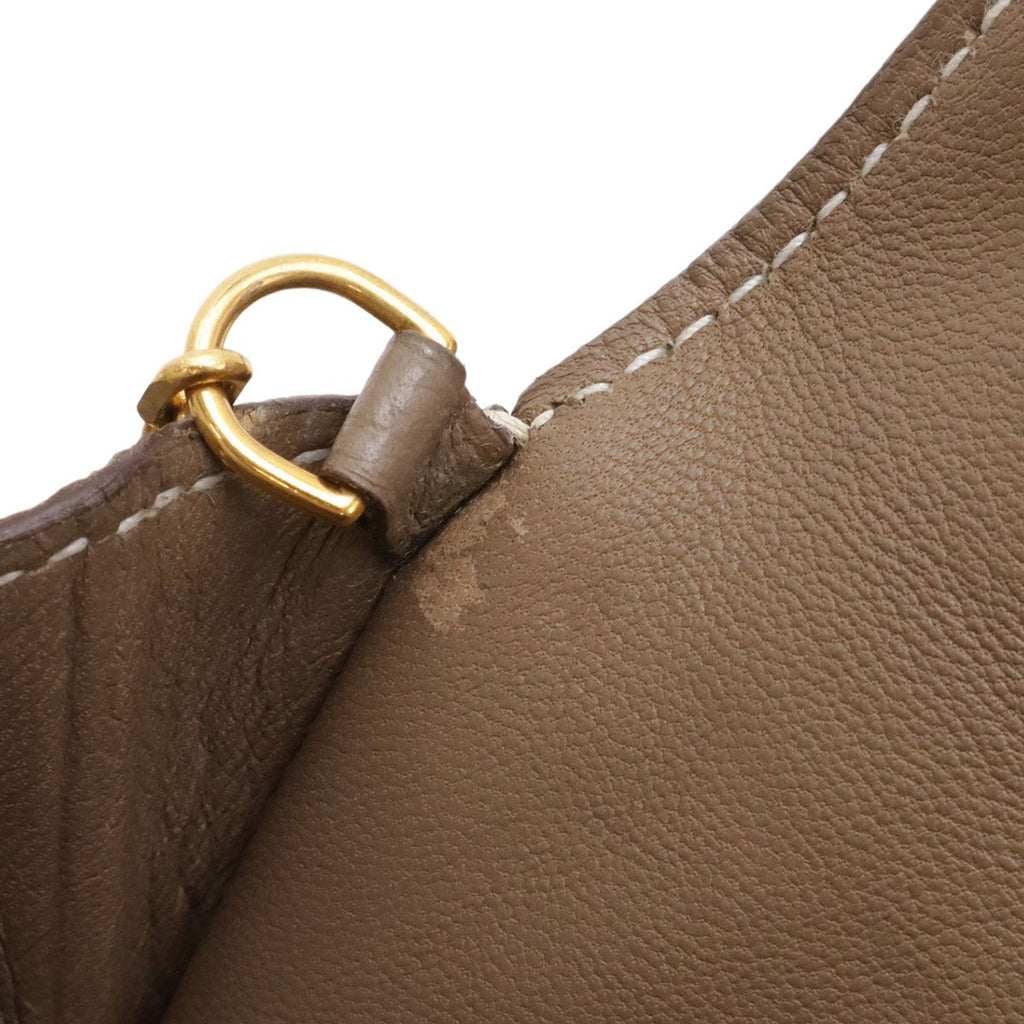 Hermes Dogon Key Case Coin Purse Card with Chain Taurillon Clemence Etoupe Gold — view 6