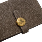 Hermes Dogon Key Case Coin Purse Card with Chain Taurillon Clemence Etoupe Gold — view 4