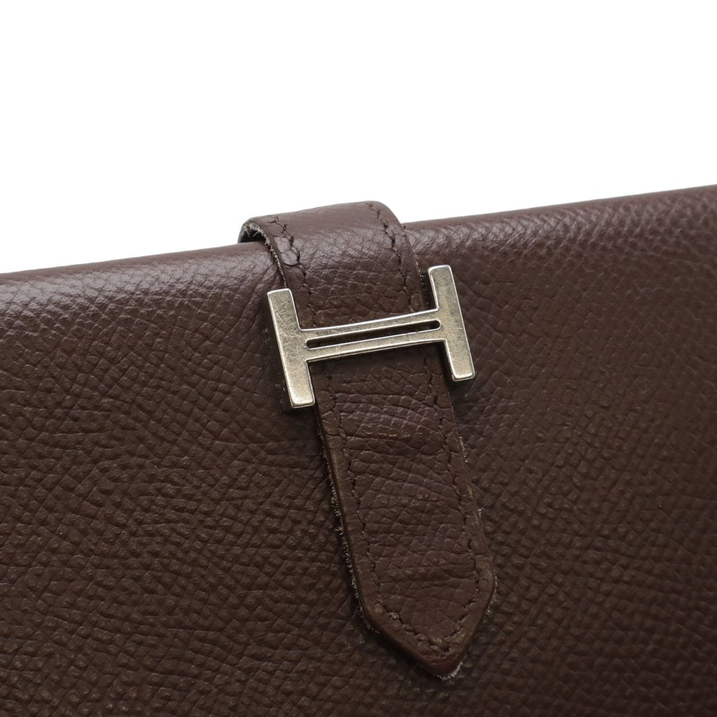 Hermes Bearn Classic Bifold Wallet Veau Epsom Dark Brown Silver — view 4