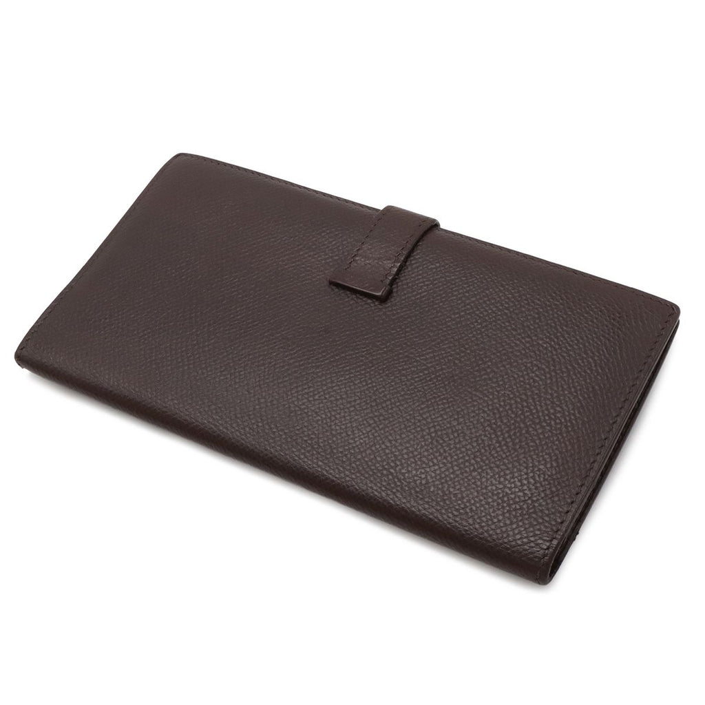 Hermes Bearn Classic Bifold Wallet Veau Epsom Dark Brown Silver — view 2