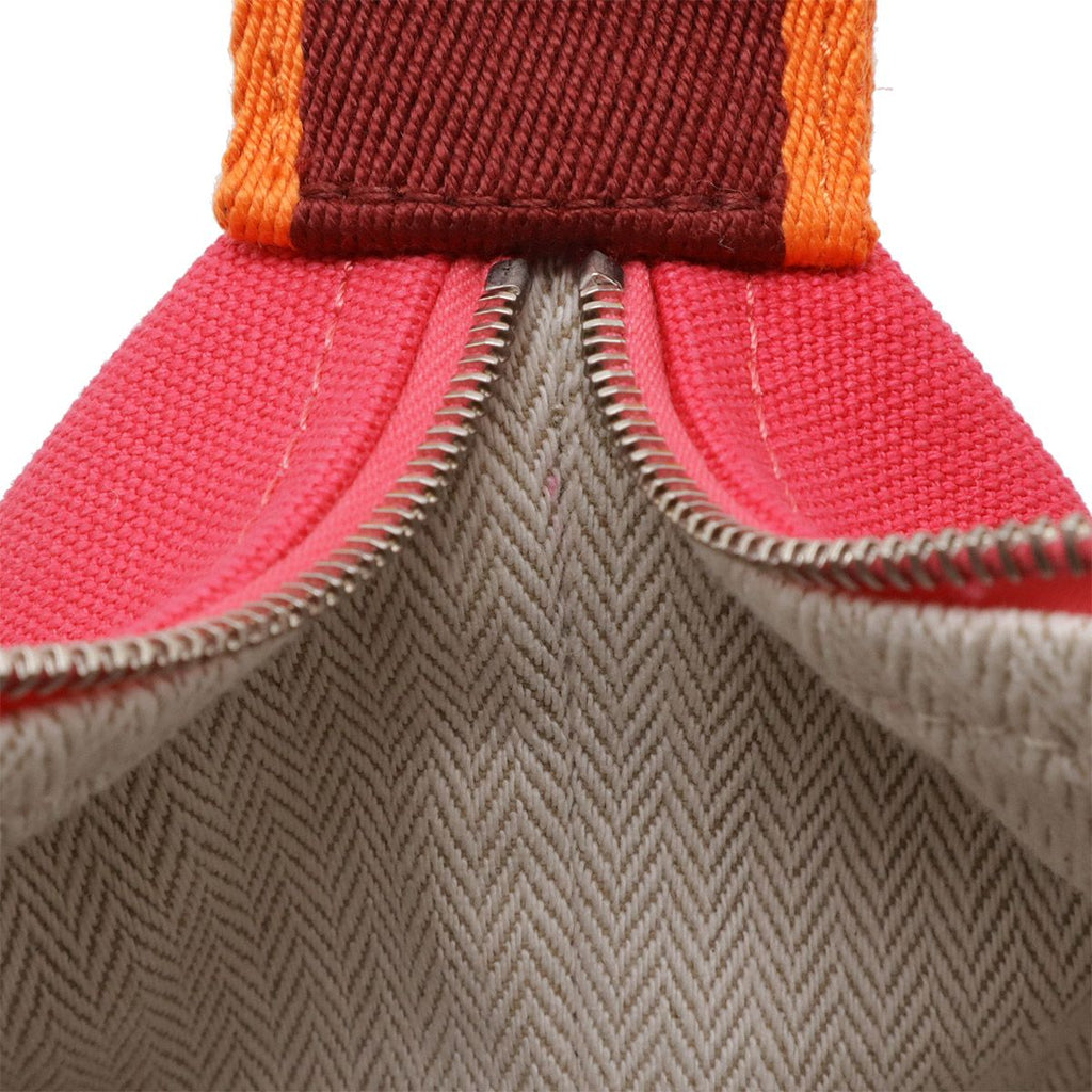 Hermes Bride-a-Brac PM Bath Pouch Cosmetic Handbag Canvas Hibiscus Pink — view 8