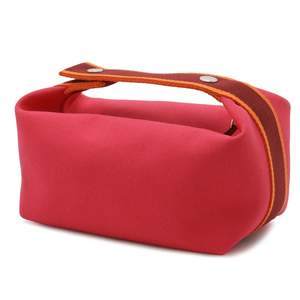 Hermes Bride-a-Brac PM Bath Pouch Cosmetic Handbag Canvas Hibiscus Pink — view 2