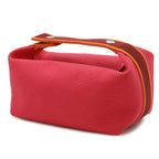 Hermes Bride-a-Brac PM Bath Pouch Cosmetic Handbag Canvas Hibiscus Pink — view 2
