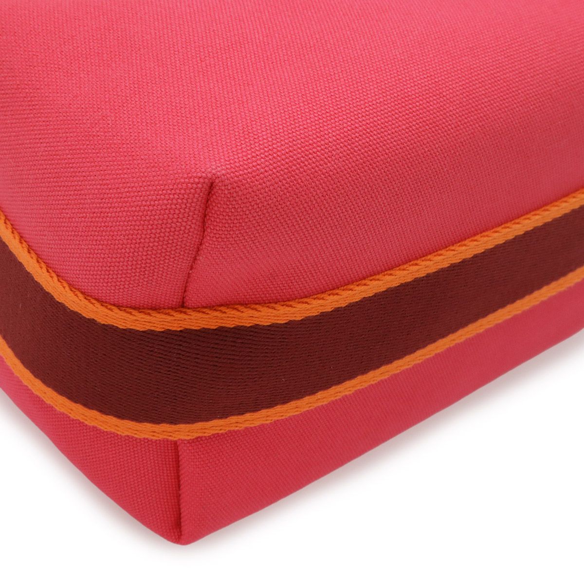 Hermes Bride-a-Brac PM Bath Pouch Cosmetic Handbag Canvas Hibiscus Pink — view 3