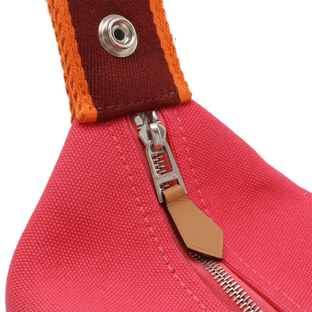 Hermes Bride-a-Brac PM Bath Pouch Cosmetic Handbag Canvas Hibiscus Pink — view 5