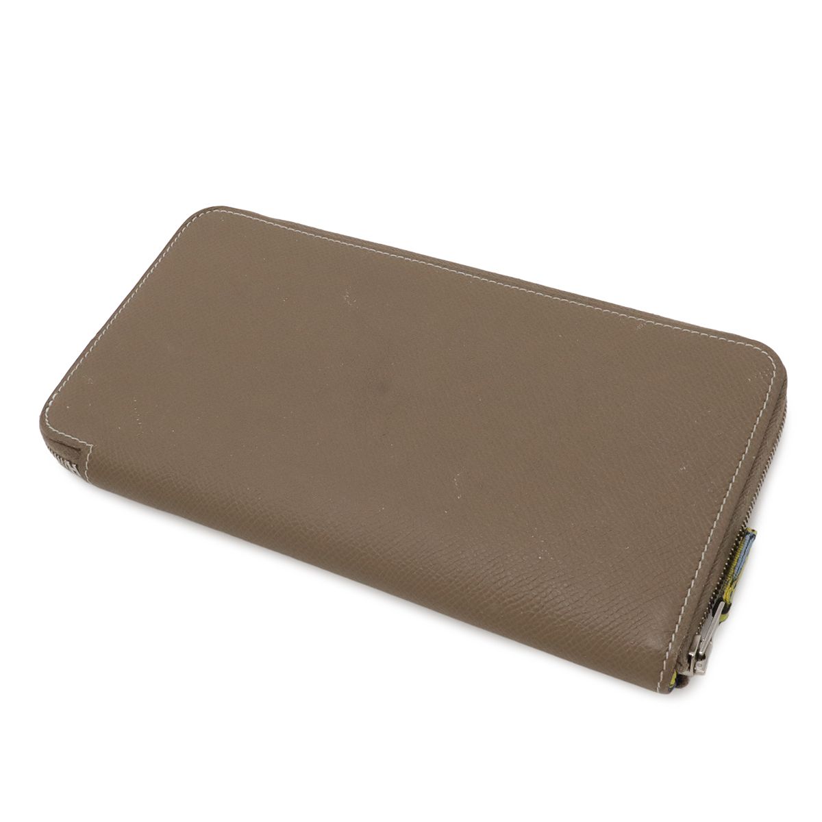 Hermes Azap Long Silk in Zip Around Wallet Veau Etoupe Grey Silver — view 2