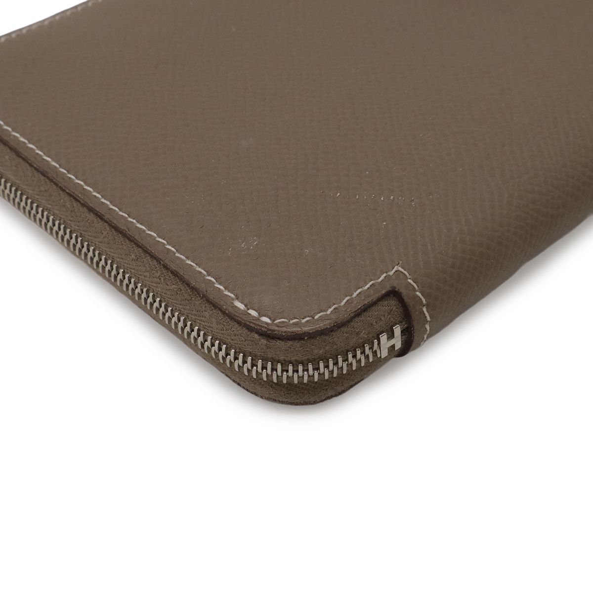 Hermes Azap Long Silk in Zip Around Wallet Veau Etoupe Grey Silver — view 3