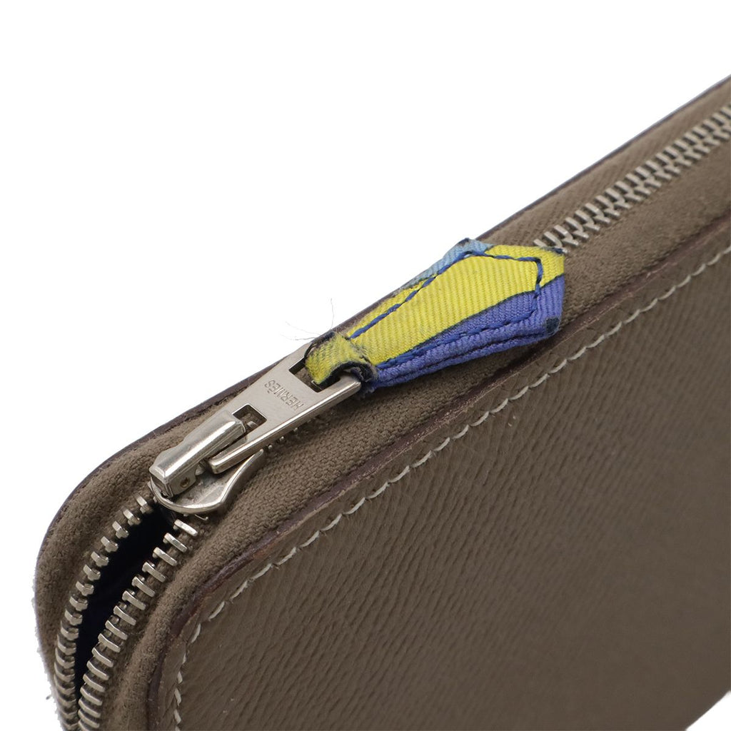 Hermes Azap Long Silk in Zip Around Wallet Veau Etoupe Grey Silver — view 4