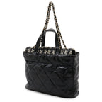 Chanel CC Logo Portobello Quilted Tote 2-Way Shoulder Bag Chain Leather Tweed — view 2
