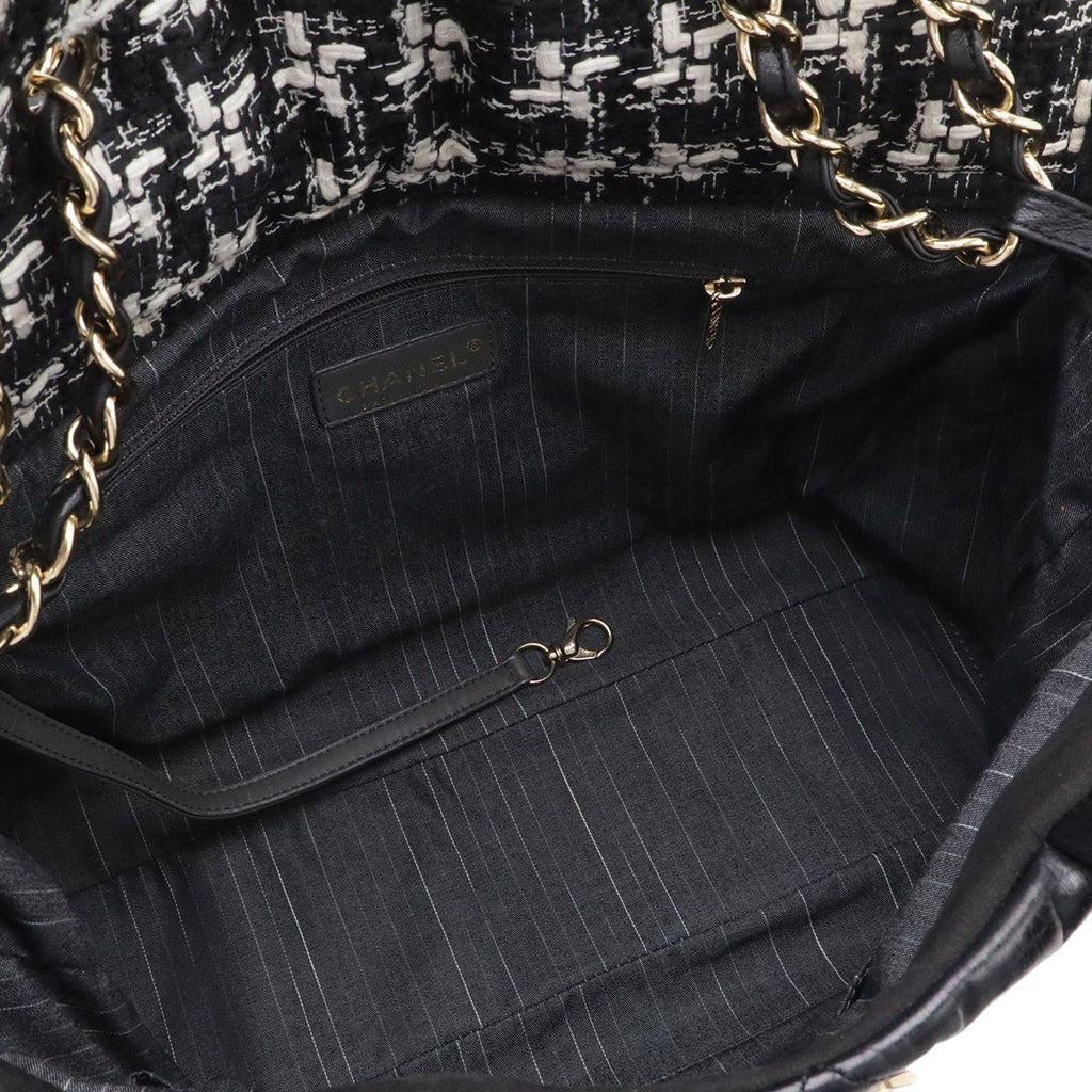 Chanel CC Logo Portobello Quilted Tote 2-Way Shoulder Bag Chain Leather Tweed — view 7