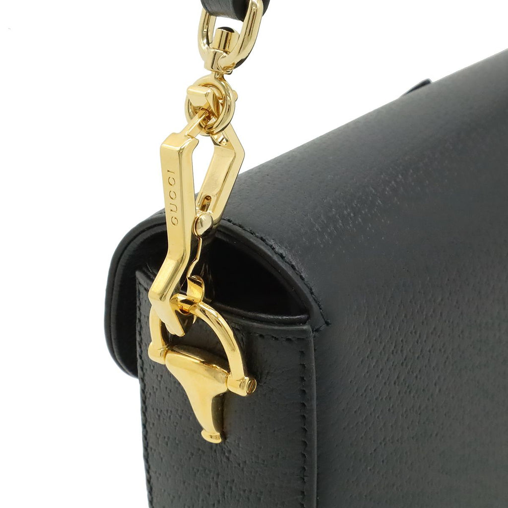 Gucci Adidas Collaboration Horsebit Shoulder Bag 2-Way Clutch Leather Black — view 4