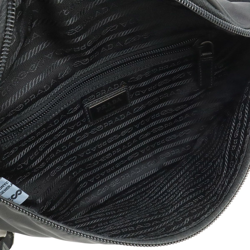 Prada Re-Nylon Logo Triangle Belt Bag Waist Pouch Hip Nylon Nero Black Silver — view 6