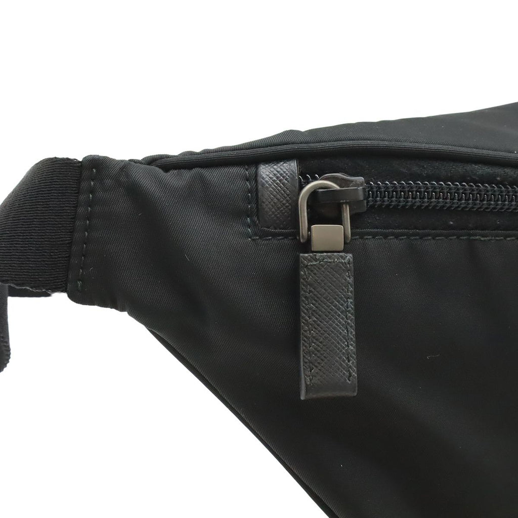 Prada Re-Nylon Logo Triangle Belt Bag Waist Pouch Hip Nylon Nero Black Silver — view 5