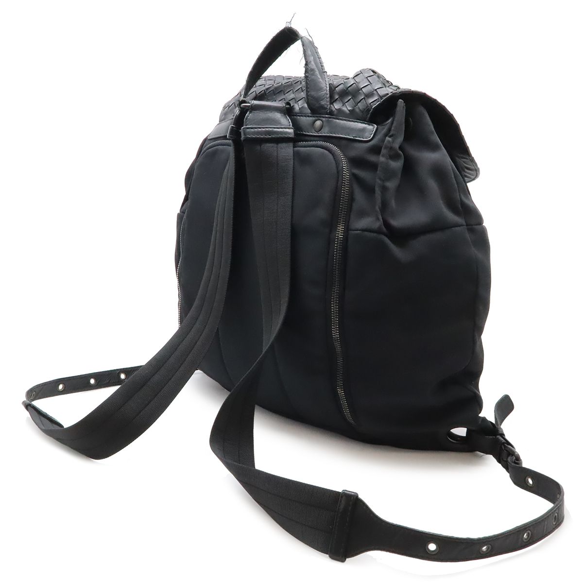 Bottega Veneta Intrecciato Backpack Nylon Leather Black — view 2