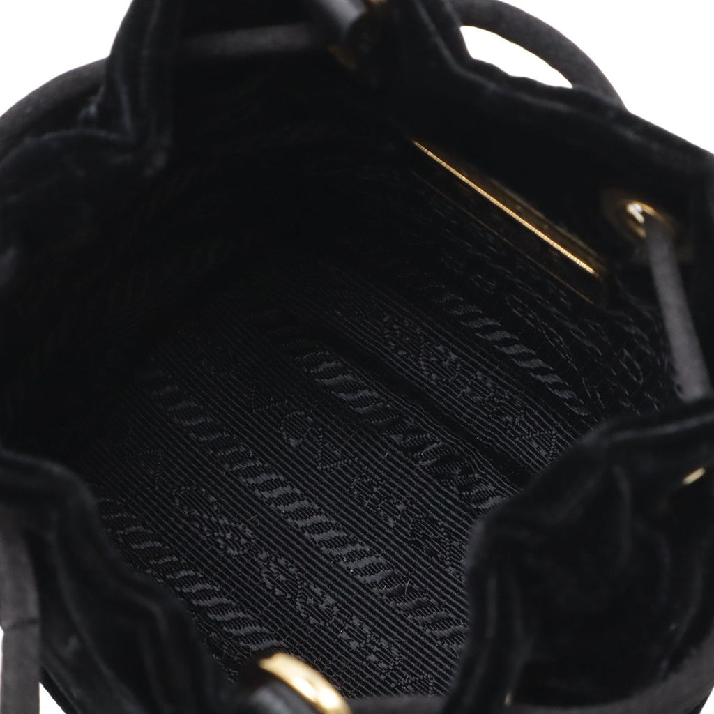 Prada Triangle Logo Velvet Mini Pouch Multi Drawstring Chain Shoulder Nero Black — view 8