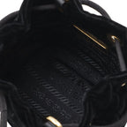 Prada Triangle Logo Velvet Mini Pouch Multi Drawstring Chain Shoulder Nero Black — view 8