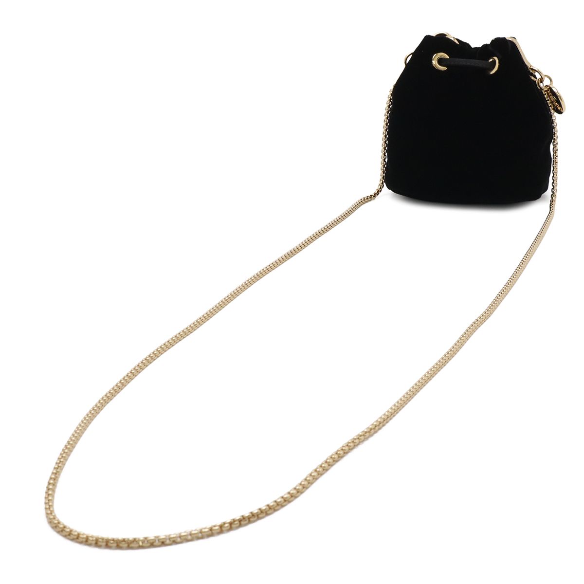 Prada Triangle Logo Velvet Mini Pouch Multi Drawstring Chain Shoulder Nero Black — view 2