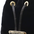 Prada Triangle Logo Velvet Mini Pouch Multi Drawstring Chain Shoulder Nero Black — view 6