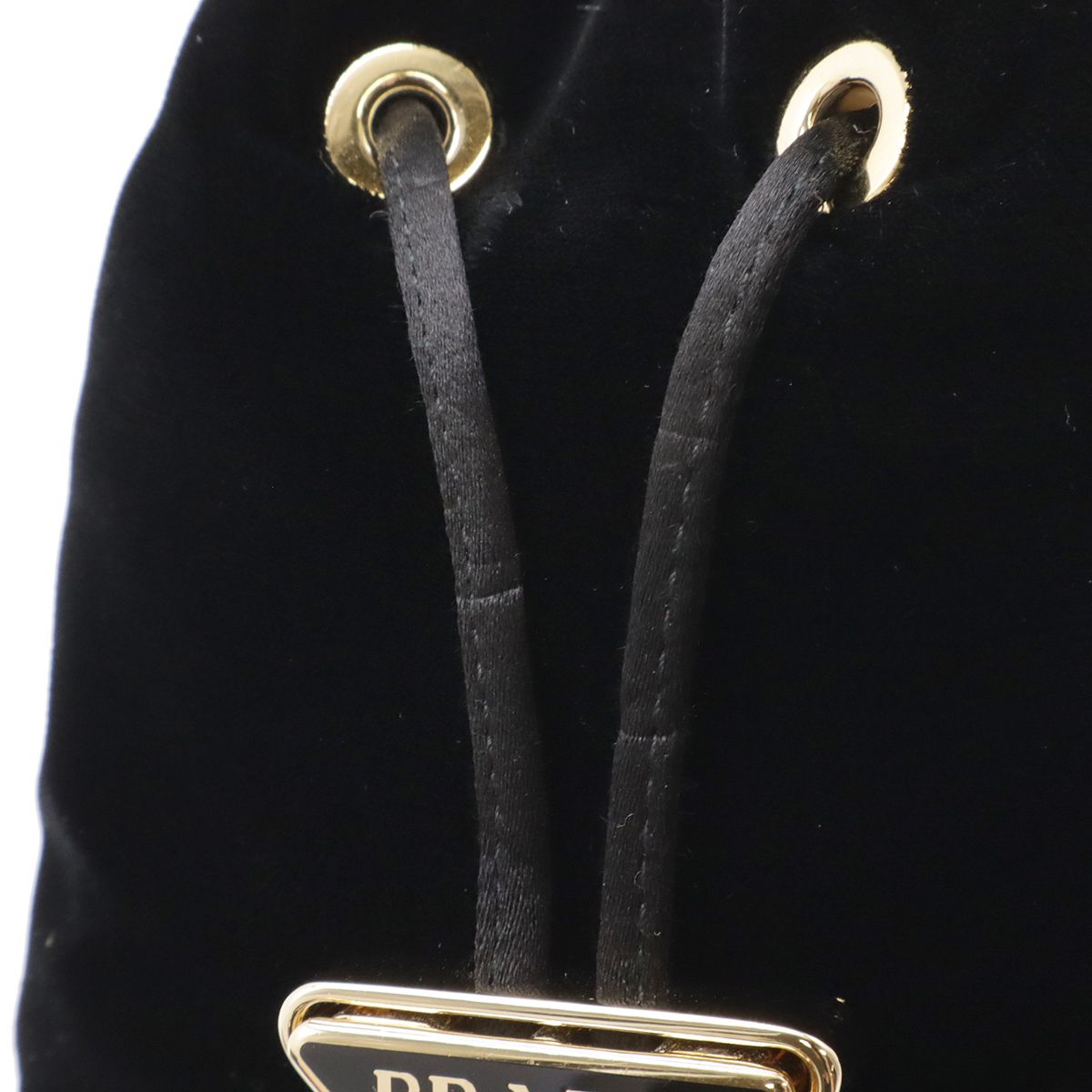 Prada Triangle Logo Velvet Mini Pouch Multi Drawstring Chain Shoulder Nero Black — view 6