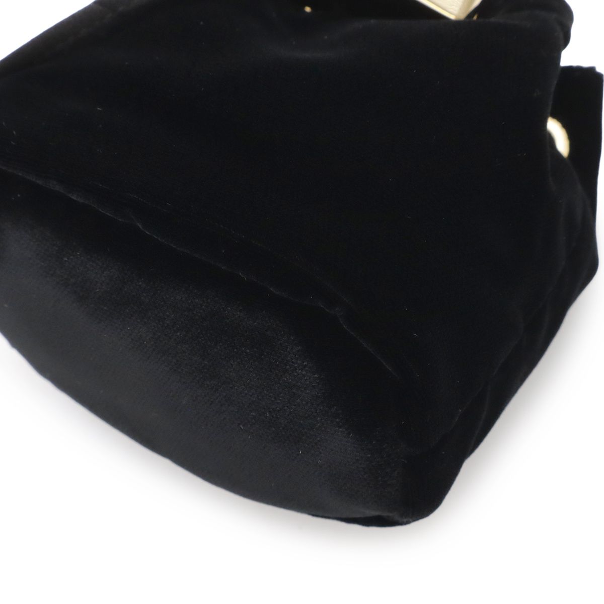 Prada Triangle Logo Velvet Mini Pouch Multi Drawstring Chain Shoulder Nero Black — view 3