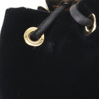 Prada Triangle Logo Velvet Mini Pouch Multi Drawstring Chain Shoulder Nero Black — view 4