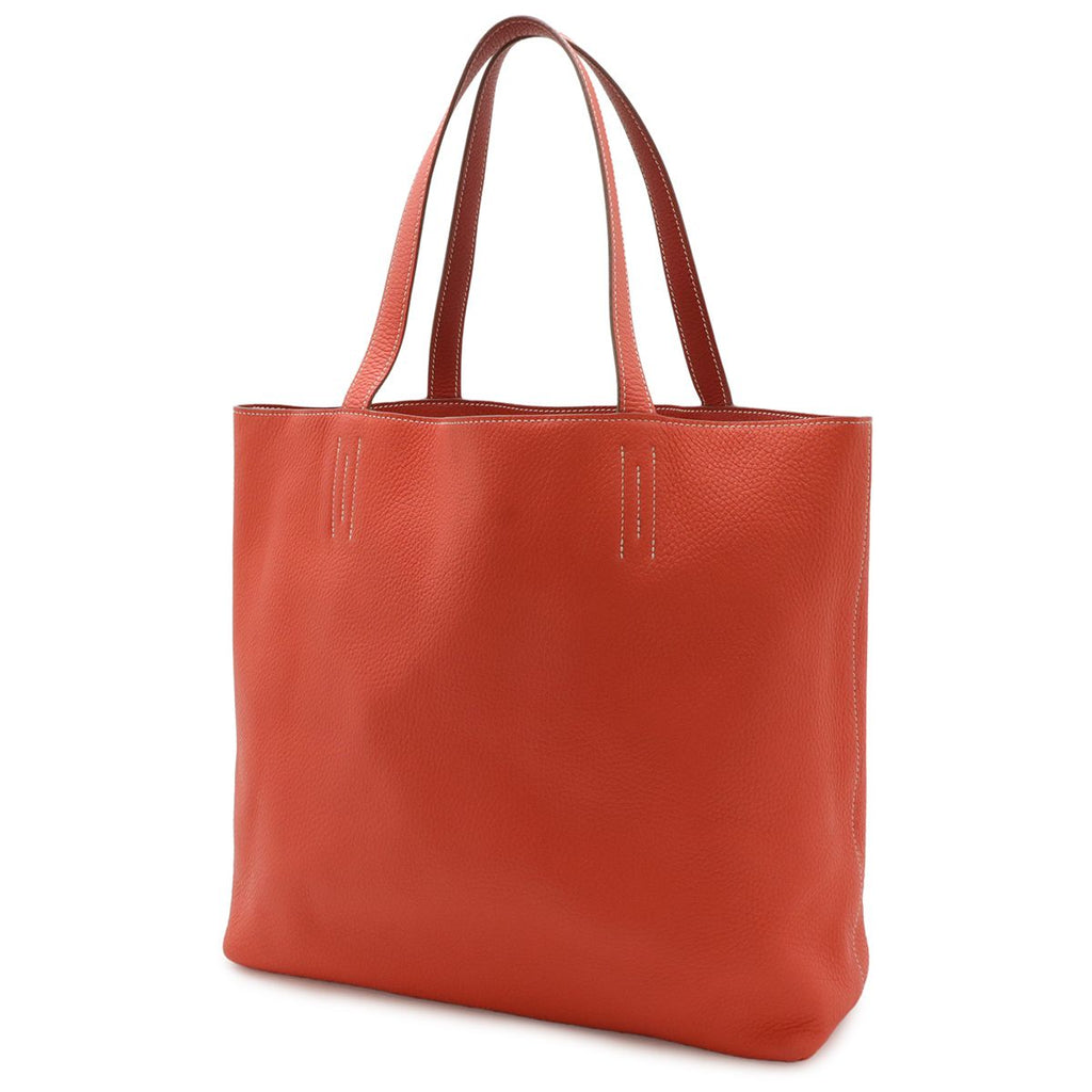 Hermes Double Sens 36 Tote Shoulder Bag Reversible Taurillon Clemence Bougainvil — view 2