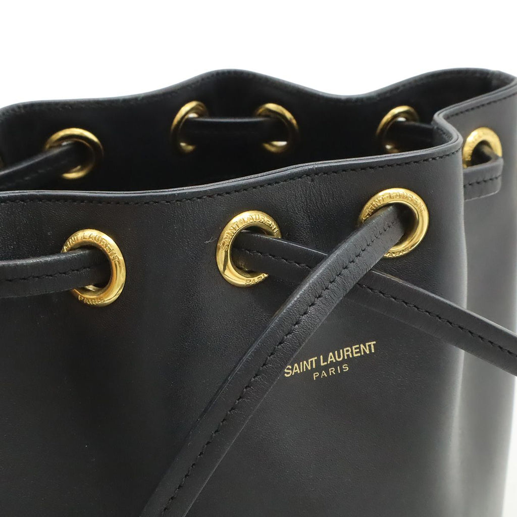 Saint Laurent Paris YSL Yves Emmanuel Bucket Bag 2-Way Shoulder Leather Black — view 9