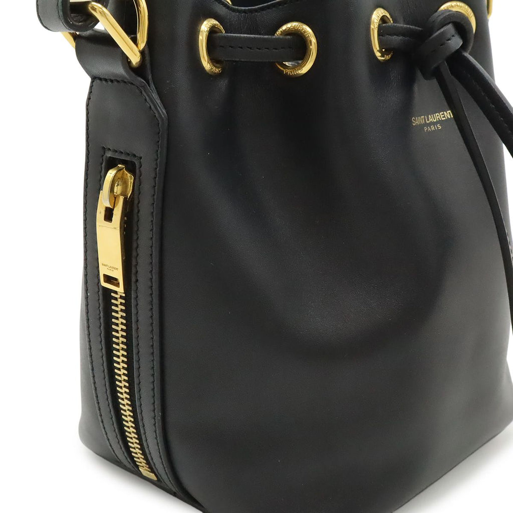 Saint Laurent Paris YSL Yves Emmanuel Bucket Bag 2-Way Shoulder Leather Black — view 8