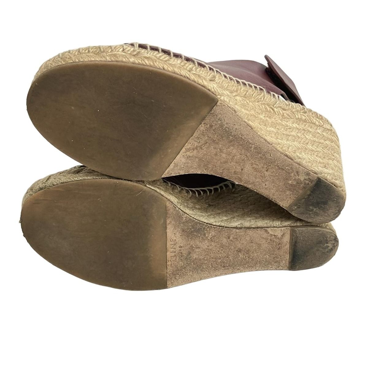 Celine Sandals 36 Red Espadrille Wedge Sole Leather — view 4