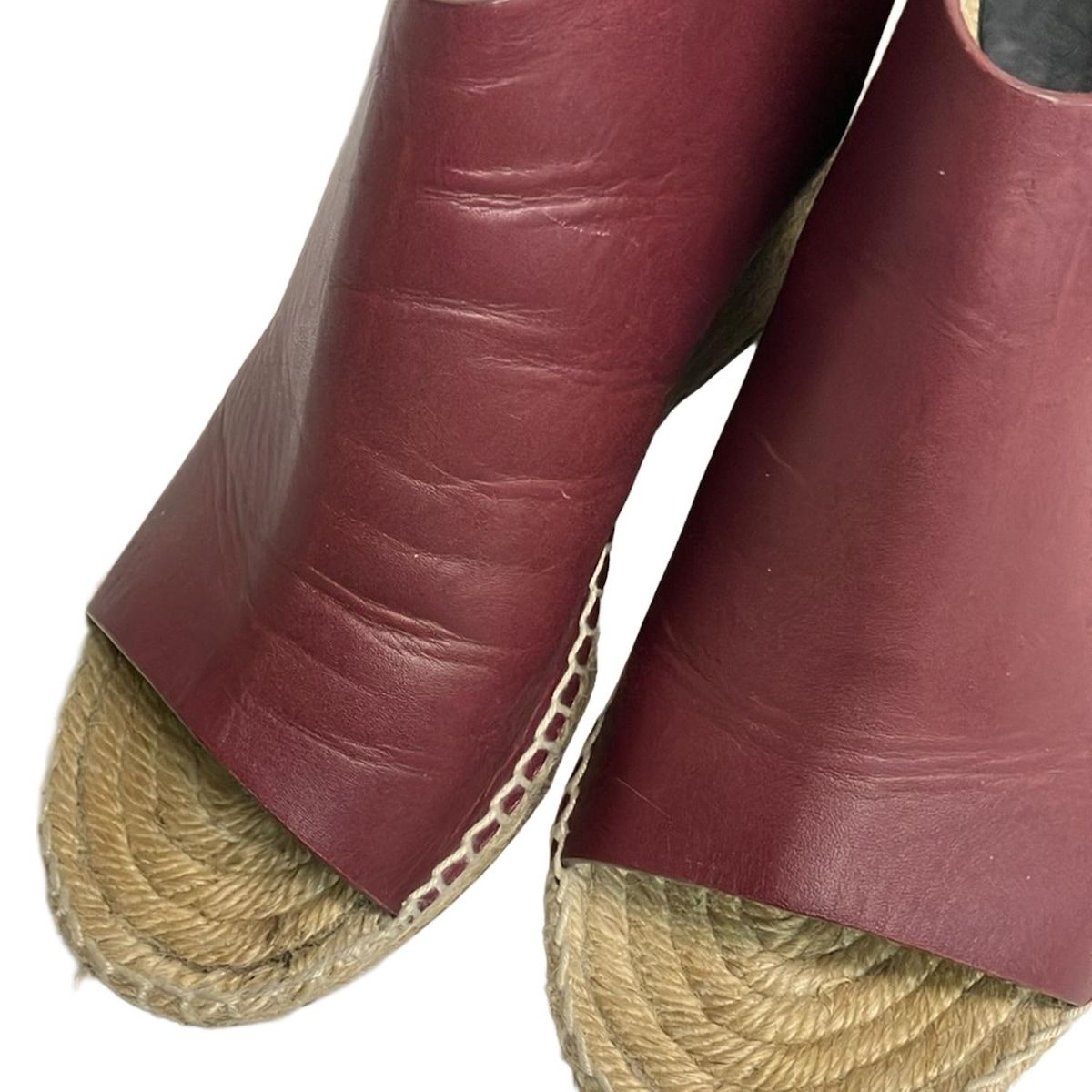 Celine Sandals 36 Red Espadrille Wedge Sole Leather — view 6