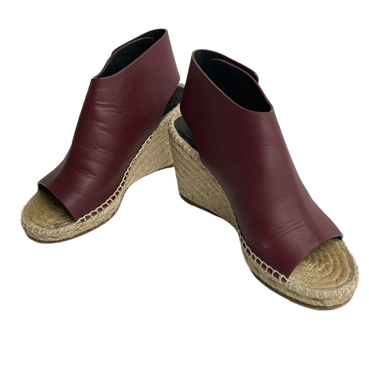 Celine Sandals 36 Red Espadrille Wedge Sole Leather — view 2