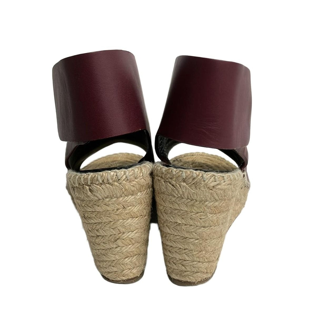 Celine Sandals 36 Red Espadrille Wedge Sole Leather — view 3