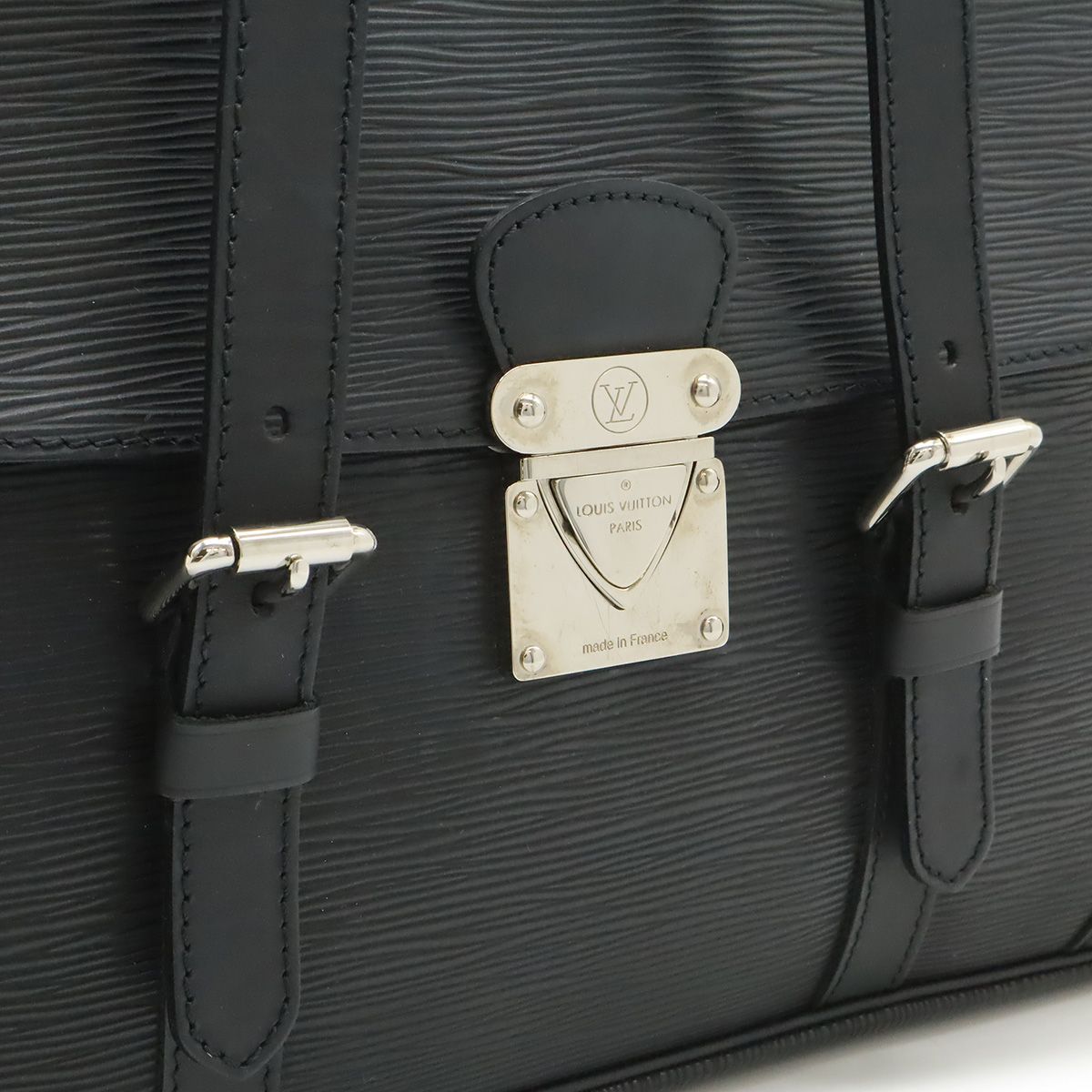 Louis Vuitton Epi Segur MM Shoulder Bag Leather Noir Black Silver — view 7