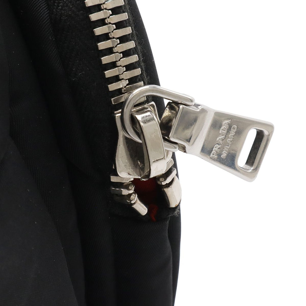 Prada Triangle Logo Mini Boston 2-Way Shoulder Bag Nylon Nero Black Red — view 6