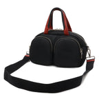 Prada Triangle Logo Mini Boston 2-Way Shoulder Bag Nylon Nero Black Red — view 2