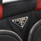 Prada Triangle Logo Mini Boston 2-Way Shoulder Bag Nylon Nero Black Red — view 4