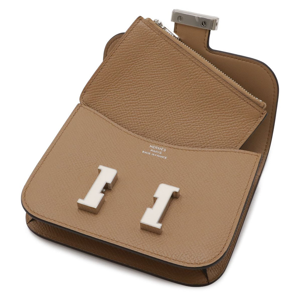 Hermes Constance Slim Bifold Wallet Veau Epsom Chai Beige Brown Coin Case — view 4