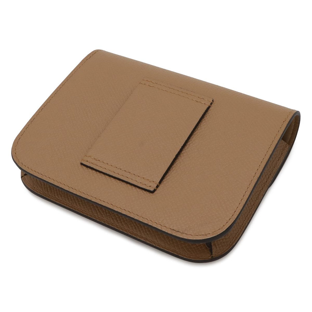 Hermes Constance Slim Bifold Wallet Veau Epsom Chai Beige Brown Coin Case — view 2
