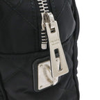 Prada Triangle Logo Chain Shoulder Bag Quilted Nylon Nero Black Silver — view 5