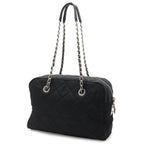Prada Triangle Logo Chain Shoulder Bag Quilted Nylon Nero Black Silver — view 2