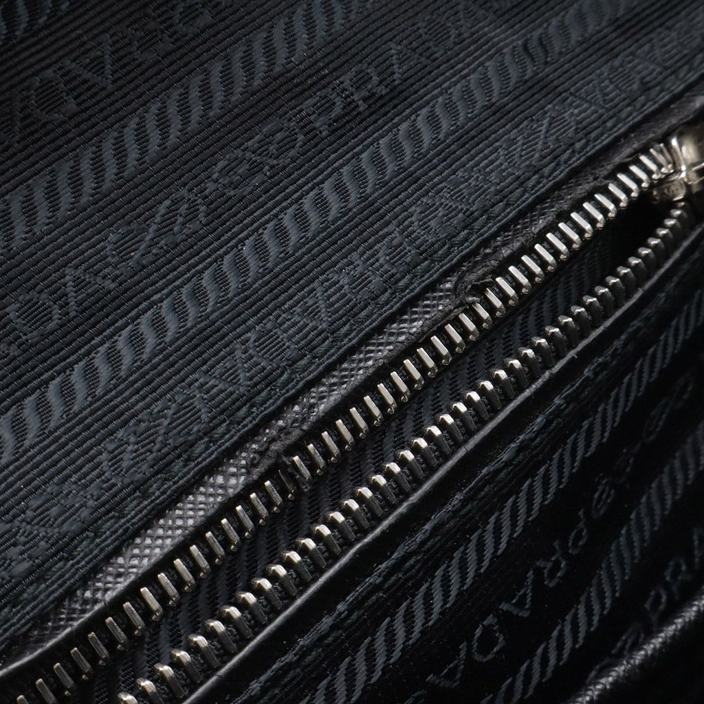 Prada Triangle Logo Chain Shoulder Bag Quilted Nylon Nero Black Silver — view 8