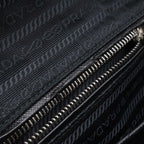 Prada Triangle Logo Chain Shoulder Bag Quilted Nylon Nero Black Silver — view 8