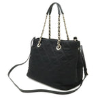 Prada Tessuto Triangle Logo Chain Shoulder Bag 2-Way Quilted Nylon Nero Black — view 2