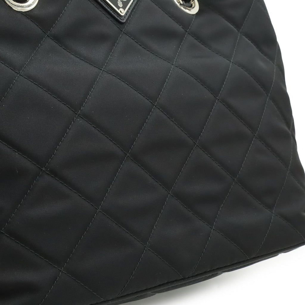 Prada Tessuto Triangle Logo Chain Shoulder Bag 2-Way Quilted Nylon Nero Black — view 9