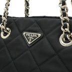 Prada Tessuto Triangle Logo Chain Shoulder Bag 2-Way Quilted Nylon Nero Black — view 7