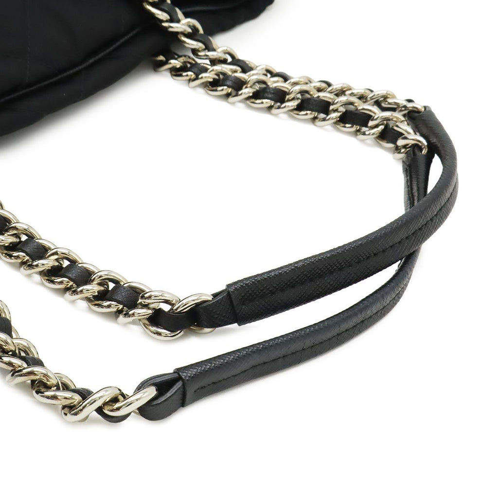 Prada Tessuto Triangle Logo Chain Shoulder Bag 2-Way Quilted Nylon Nero Black — view 4