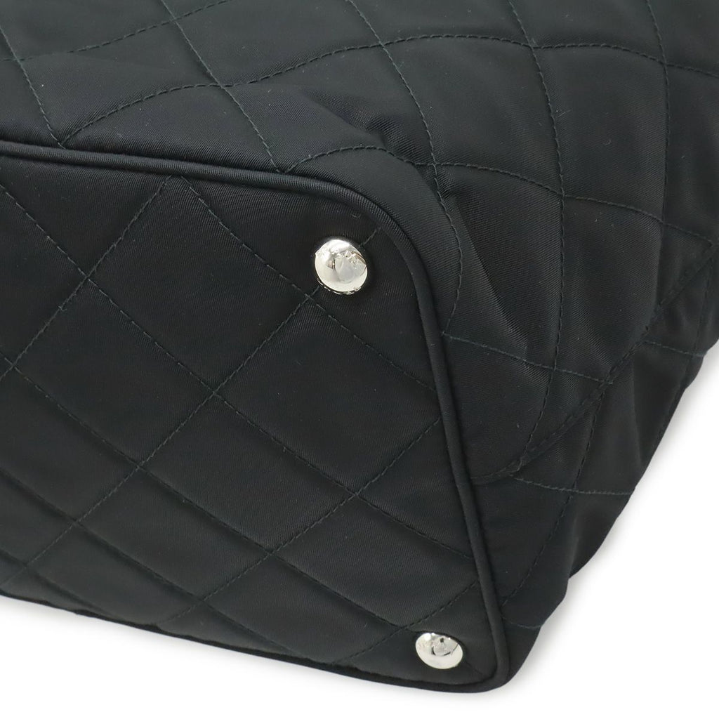 Prada Tessuto Triangle Logo Chain Shoulder Bag 2-Way Quilted Nylon Nero Black — view 3