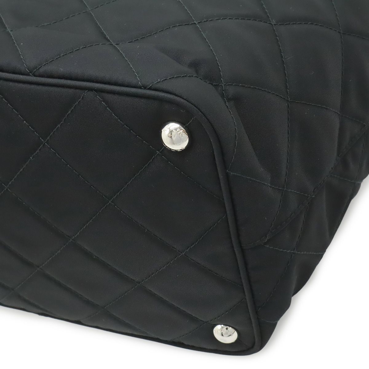 Prada Tessuto Triangle Logo Chain Shoulder Bag 2-Way Quilted Nylon Nero Black — view 3